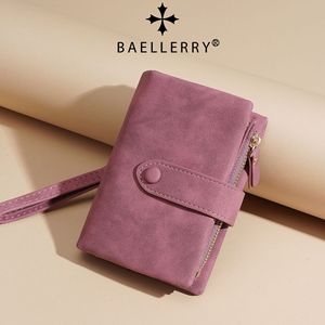 กระเป๋าสตางค์แบบพับสามทบสำหรับผู้หญิง ยี่ห้อ Baellerry สีพื้น มีช่องใส่บัตรหลายช่อง กระเป๋าสตางค์ใบสั้นแบบมีกระดุมปิด สำหรับใช้ในชีวิตประจำวัน - Product Image 4