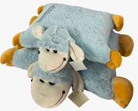 Nouveau design, coussin en peluche d'agneau déformable bleu et vert, oreiller multifonctionnel en forme de mouton, rembourrage en coton, unisexe