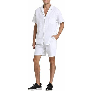 <span class=keywords><strong>Camicia</strong></span> <span class=keywords><strong>di</strong></span> <span class=keywords><strong>lino</strong></span> da <span class=keywords><strong>spiaggia</strong></span> estiva da uomo e da 2 pezzi corti completi da uomo - Product Image 5
