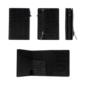 Casekey Luxury Alligator Pattern Genuine Push Button Magnetic RFID Blocking Credit Card Holder Crocodile <b>Trifold</b> Smart <b>Wallet</b> - Product Image 3