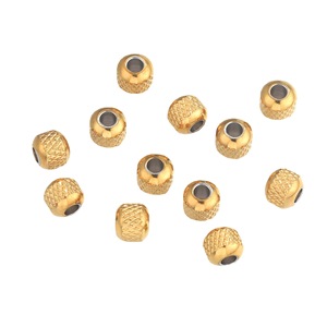 Textured Spacer <b>Beads</b> | 18K PVD Gold Plated Stainless Steel Barrel Round <b>Beads</b> with <b>Large</b> Hole for DIY Bracelet Necklace Jewelry - Product Image 5