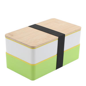 Groothandel BPA-vrije dubbelwandige stapelbare PP plastic voedselcontainer magnetronbestendig bamboe deksel bento lunchbox met bestekset - Product Image 5