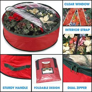 Sac de rangement durable en polyester Oxford 600D pour couronnes de Noël, support de rangement pour couronnes de fêtes - Product Image 3