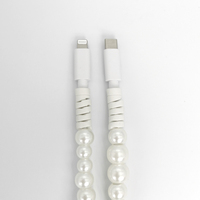 Kabel data manik-manik mutiara buatan tangan, kabel pengisian cepat lampu Tipe C ke 8pin