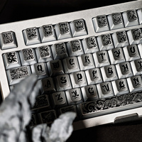 Clavier mécanique avec touches Cthulhu Ancient God, finition argentée métallique, 130 touches, profil OEM, matériau PBT, personnalisable, fabriqué en Chine