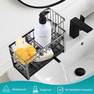 Two Layer Sink Storage <b>Rack</b> Black Multi Function <b>Kitchen</b> Organizer For Dish Soap Sponge Brush Holder - Product Image 4