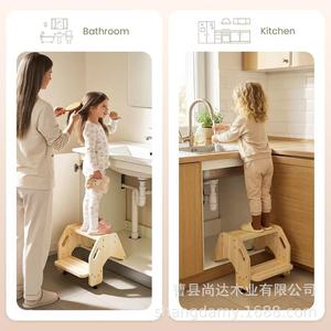 Wooden <b>bathroom</b> <b>stool</b>, children's wash <b>stool</b>, Montessori learning tower, kitchen standing <b>stool</b>, toddler toilet footstool - Product Image 1