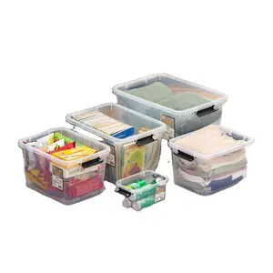 Multi Size Stapelbare transparente hochwertige Behälter Kunststoff-Aufbewahrung boxen mit Deckel und Rädern