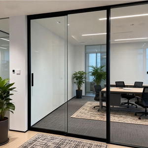 Puerta de Vidrio sin Marco para Sala de Reuniones DDP America, OEM ODM, Puerta Corredera Telescópica de Cierre Suave, Puerta de Vidrio Inteligente Automática para <span class=keywords><strong>Oficina</strong></span> - Product Image 2