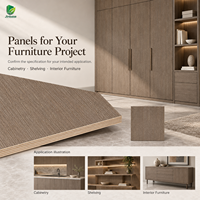 Contreplaqué plaqué Jinbase W-KJ-015 Warm Pebble Greige, qualité E0, 1220x2440mm, feuille de placage teck, traverses en bois composite.