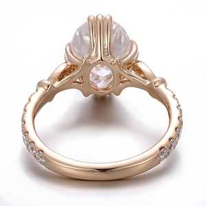 แหวนเพชรโมอิสซาไนต์ทรงรี ดีไซน์เนอร์ ทำมือ ปรับแต่งได้ ทองคำ 18K 14K 10K สีเหลือง สำหรับงานแต่งงาน งานหมั้น แหวนสวยงามสำหรับผู้หญิง - Product Image 2