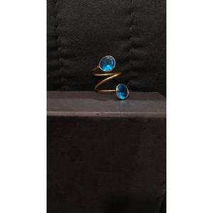 Gold Bypass <b>Ring</b> - Double Gemstone Statement <b>Ring</b> - <b>Adjustable</b> - Product Image 4
