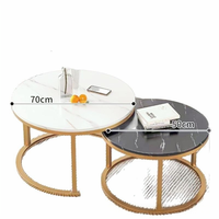 Table Basse en Verre Design Créatif Durable Meuble de Maison Cercle Délicat Design Minimaliste Moderne Piètement Métallique Blanc/Noir
