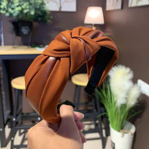 PU 패치 워크 머리띠 간단하고 넓은 테두리 매듭 미끄럼 방지 머리띠 womenhair 액세서리 - Product Image 2