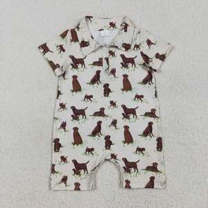 Wholesale Toddler Baby Short Sleeve <b>Button</b> Boys <b>Dogs</b> Hunting Polo Shirt Top Short Romper - Product Image 3