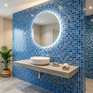 Mosaicos de Vidrio Exóticos en Tono <span class=keywords><strong>Azul</strong></span> <span class=keywords><strong>Caribe</strong></span> para la Construcción de Piscinas Infinitas de Lujo, Antideslizantes - Product Image 4