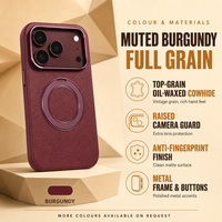 Étui en cuir pleine fleur huilé pour iPhone 17 Pro Max et iPhone 18 Pro, avec support magnétique pour recharge sans fil, finition électroplaquée de luxe