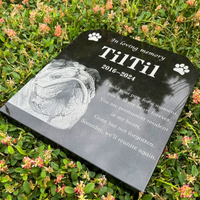 Pierre tombale en granit noir pour animaux de compagnie, personnalisable au laser, avec gravure photo, pour chiens et chats