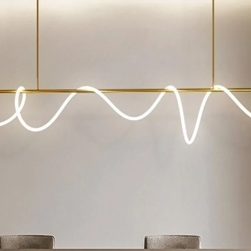 Lampu gantung dekorasi, Modern sederhana DIY seni akrilik fleksibel tabung Led lampu liontin mewah tali lampu Modern