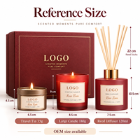 Ensemble cadeau d'aromathérapie de luxe à étiquette privée personnalisée, ensemble de bougies parfumées en cire de soja et diffuseur à bâtonnets OEM avec boîte cadeau pour parfumer la maison