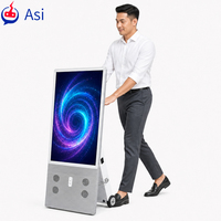 Kiosque d'affichage LCD sur roulettes, portable, alimenté par batterie, 32/43 pouces, étanche IP65, 2000 nits, idéal pour centre commercial, autonomie 8-12 heures