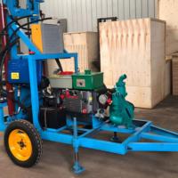 Foreuse hydraulique portative compacte bleue montée sur chenilles pour puits d'eau