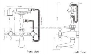 High Quality Two Holes Wall Mount Bath Faucets With Handheld <b>Shower</b> Head Phone Retro Vintage Cooper <b>Shower</b> <b>System</b> LY-1817 Cooper - Product Image 2