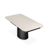 Ensemble de table à manger rectangulaire extensible moderne de style nordique avec plateau en pierre frittée, 6 places