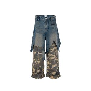 กางเกงขายส่งลายปะติดสำหรับผู้ชาย กางเกงผ้าฝ้ายลายพรางสไตล์ฮิปฮอป แฟชั่นใหม่ สตรีทแวร์ กางเกงยีนส์ผู้ชาย - Product Image 1