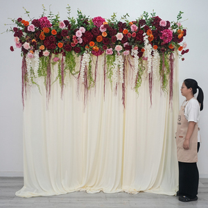 Édition limitée saisonnière, nouveau style, plantes vertes suspendues, toile de fond avec fleurs rouges, centre de table pour mariage, arche fleurie pour décoration de mariage - Product Image 1