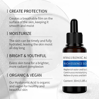 Ac 10 pièces de 30ml, bouteille personnalisée, acide hyaluronique concentré, sérum hydratant, vente en gros, usine