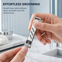 Coupe-ongles compact en acier inoxydable, poignée ergonomique incurvée, antidérapant, pour ongles des mains et des pieds, vente en gros, logo personnalisé