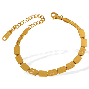 Pulsera Cuadrada de Amor Chapada en Oro, Diseño Geométrico de Acero Inoxidable, Joyería Unisex para Regalo - Product Image 5