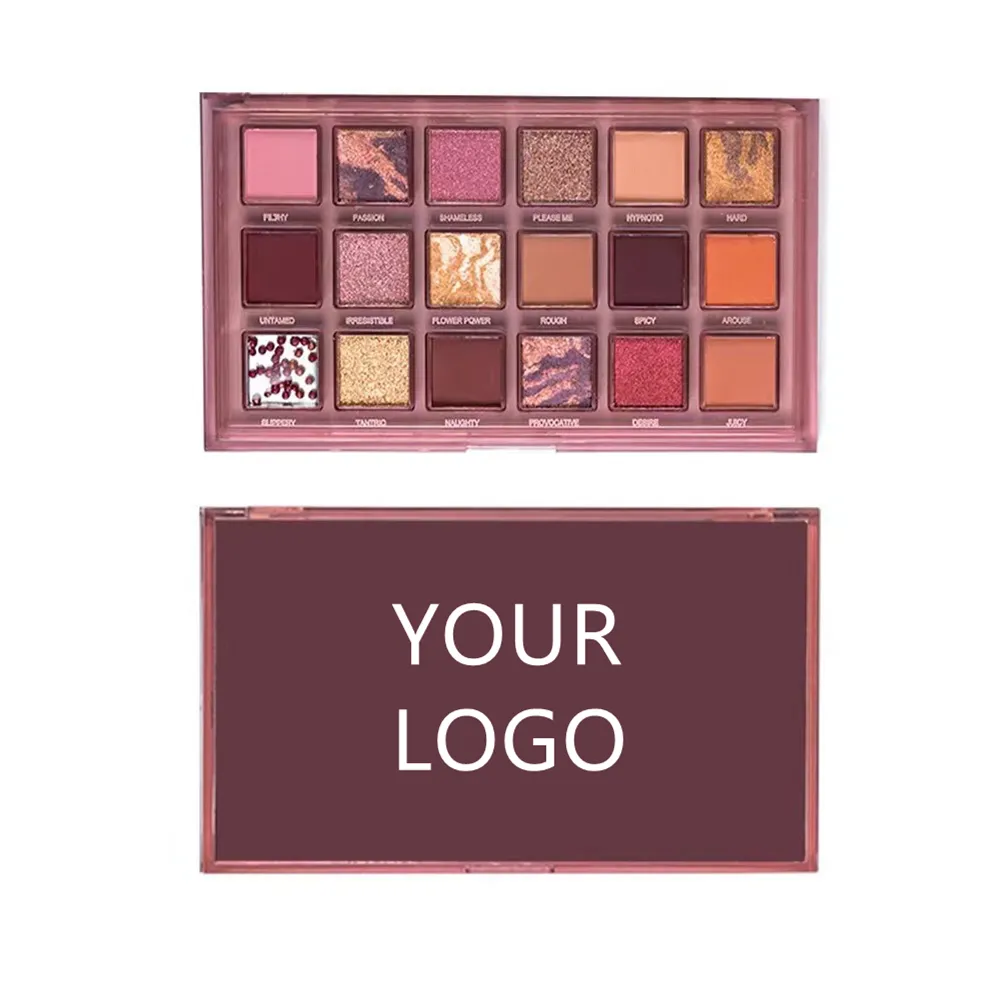 Tùy chỉnh thương hiệu của bạn Eyeshadow ánh sáng lung linh ép Palette trong kho trang điểm pigmen Nude Eye Shadow palettes 18 màu Eyeshadow