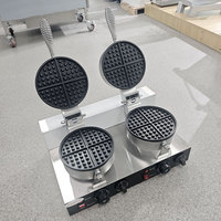 Four à gaufres et machine à muffins professionnels à double tête, design à carreaux, avec garantie d'un an pour la restauration et l'hôtellerie