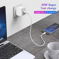 Chargeur PD QC à charge rapide avec prise UK/US/EU 20W pour iPhone 12 Mini Pro Max