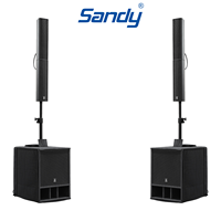 Système de sonorisation professionnel 2+1 avec enceintes colonne actives et subwoofer pour spectacles sur scène et événements DJ