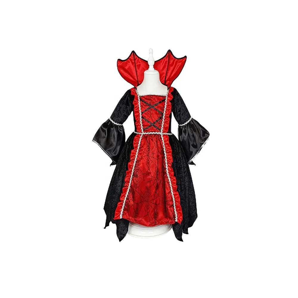 Kostum karnaval Halloween anak-anak, kostum Gotik ratu vampir