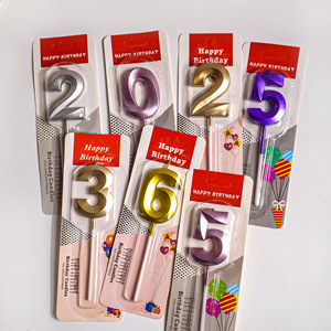 เทียนวันเกิดสีทอง เงิน ม่วง เมทัลลิก หมายเลข 0-9 ขนาด 11 ซม. แบบ 3 มิติ โครเมียม สำหรับตกแต่งเค้กวันครบรอบ - Product Image 6