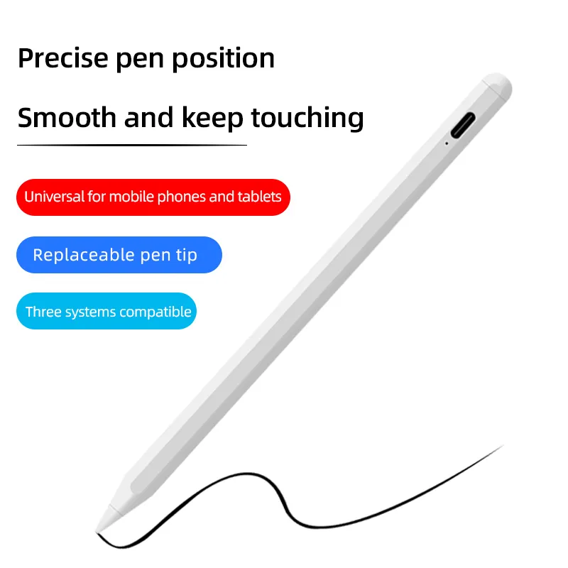 Pena Stylus pengganti lampu LED, pena Stylus pengganti kualitas bagus, tampilan daya baterai untuk Apple iPad Android layar sentuh pensil
