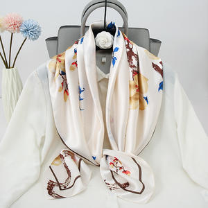Ethicon Soie Foulards pour dames Grandes Femmes Impression Numérique Personnalisée Satin Pure Soie Écharpe 90*90 cm Cheveux carrés - Product Image 4