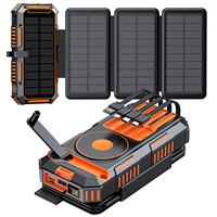 Batterie externe solaire Aufiner 20000mAh 6W, chargeur rapide, étanche, avec manivelle, charge sans fil, LED, lampe torche