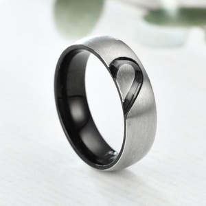 Personalized Titanium Steel Waterproof No Fade <b>Couple</b> <b>Ring</b> with Zircon Heart-Shaped Wholesale Stainless Steel Jewelry for Gift - Product Image 1