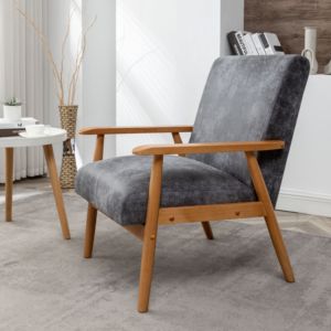 คลาสสิกกลางศตวรรษที่ทันสมัย dB 25.38 ''เก้าอี้วางแขนกว้างออกแบบให้นอนสบายสีเทาสำหรับบ้านสำนักงานห้องนั่งเล่นห้องนอนใช้ในห้องนอน - Product Image 5