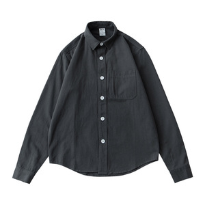 Chemise de travail pour homme en coton 100% pour l'automne, style américain et britannique, couleur unie, manches longues, col à revers de haute qualité, style décontracté, lavage - Product Image 6