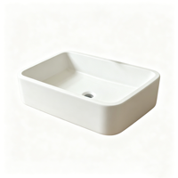Vasque de salle de bain rectangulaire sur mesure en acrylique blanc poli, surface solide écologique, pour hôtel moderne