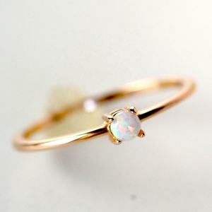 Placcatura in oro rosa 1mm di Spessore In Argento Solitarie Opale Impilabile Anello - Product Image 1