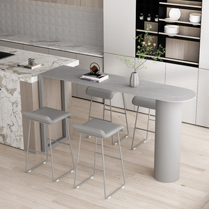Table de cuisine et de salle à manger en métal de style nordique, table de comptoir minimaliste et chaises pour petits appartements - Product Image 1