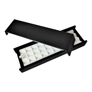 Black Long <b>Earring</b> Jewelry <b>Box</b> with 24 Grids, White Lined Anti-Scratch <b>Earring</b> Organizer Display <b>Box</b> - Product Image 2