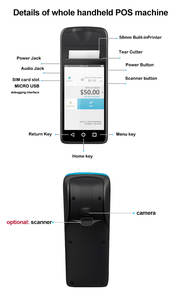 Machine POS 3G Mini terminal POS mobile Android avec imprimantes thermiques de 58mm Système POS intelligent pour les petites entreprises - Product Image 6